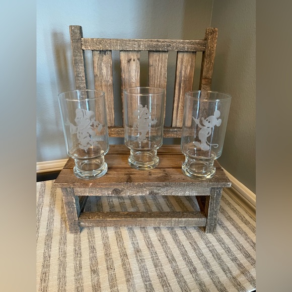 Disney Drinking Glasses - Etch with Mickey, Minnie, Dopey - Set of 3 - Picture 1 of 5